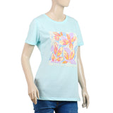 Women's Half Sleeves Printed T-Shirt - Sky Blue, Women T-Shirts & Tops, Chase Value, Chase Value