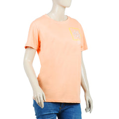 Women's Half Sleeves Printed T-shirt - Tea Pink