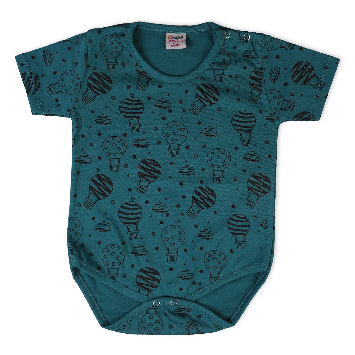 Valuable Newborn Girls Half Sleeves Romper - Steel Green, Newborn Girls Rompers, Chase Value, Chase Value