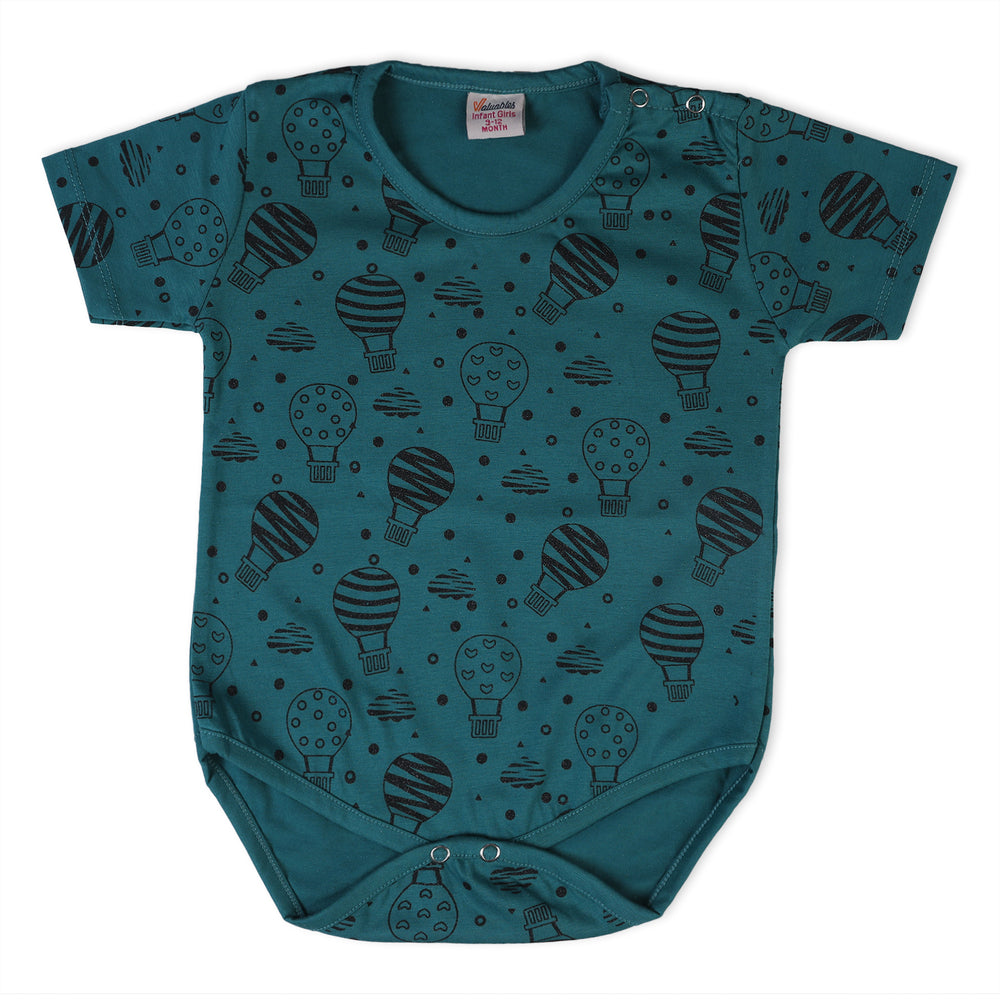 Valuable Newborn Girls Half Sleeves Romper - Steel Green, Newborn Girls Rompers, Chase Value, Chase Value