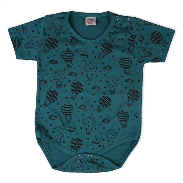 Valuable Newborn Girls Half Sleeves Romper - Steel Green