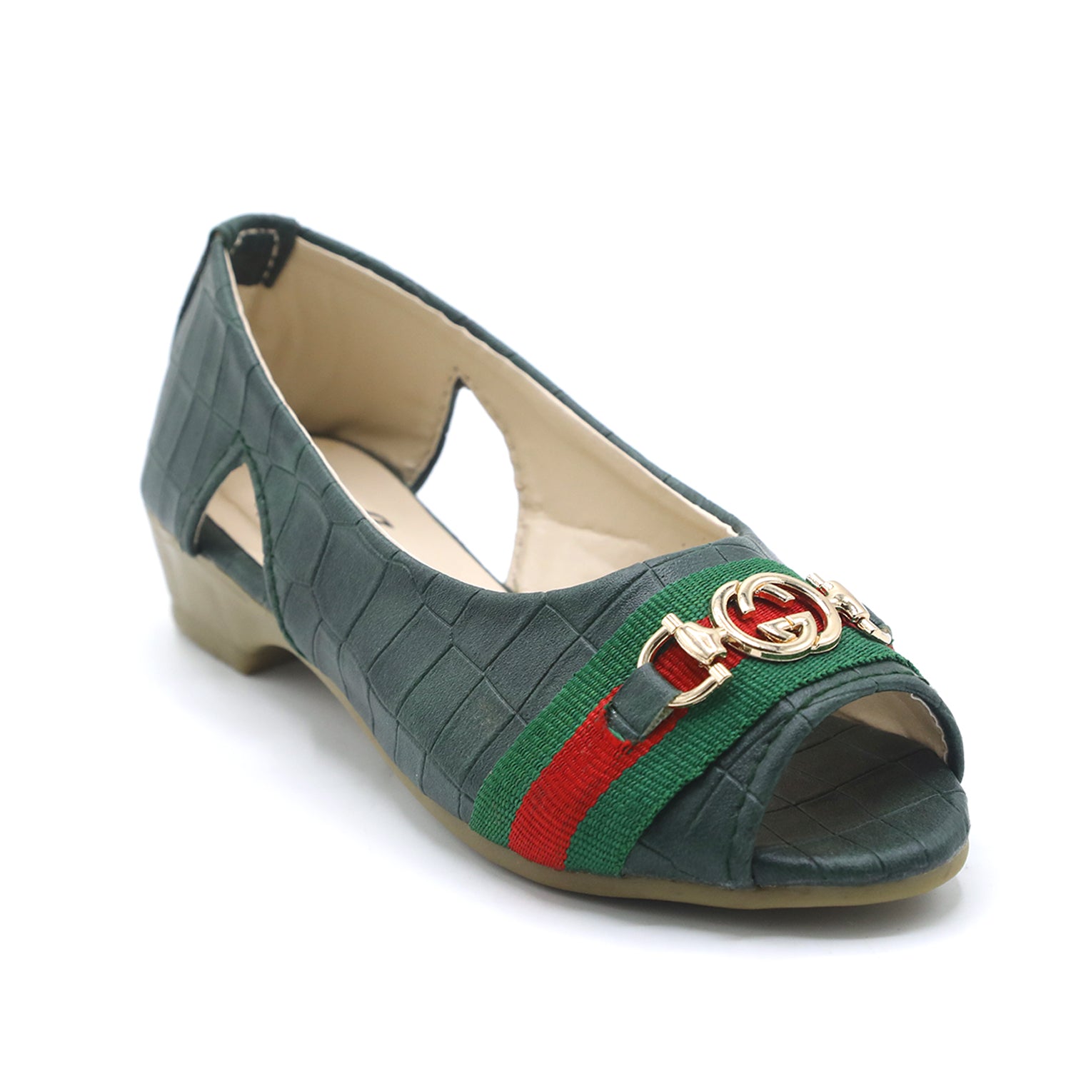 Girls Open-Toe Stylis Shoe - Green, Girls Pumps, Chase Value, Chase Value