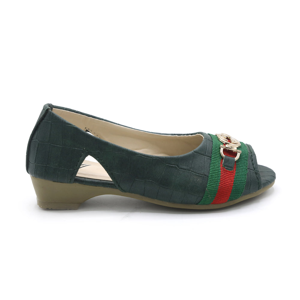 Girls Open-Toe Stylis Shoe - Green, Girls Pumps, Chase Value, Chase Value