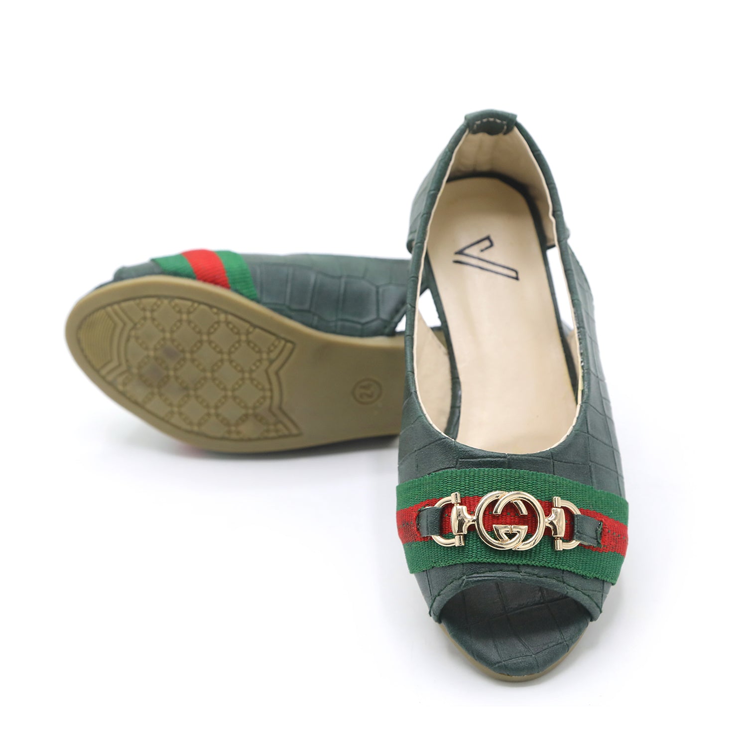 Girls Open-Toe Stylis Shoe - Green, Girls Pumps, Chase Value, Chase Value