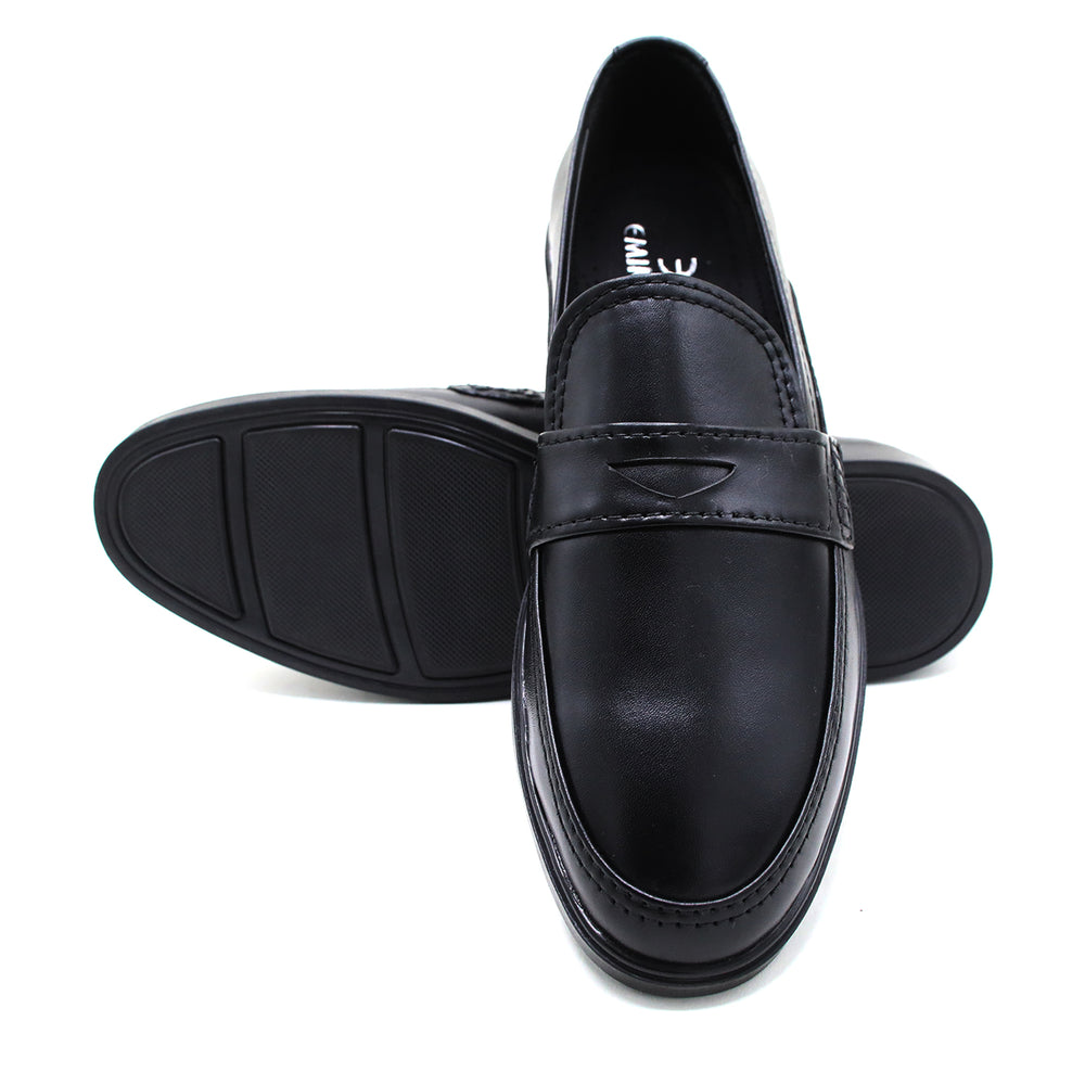 Eminent Men's Black Calf Leather Causal Loafers, Men's Casual Shoes, Eminent, Chase Value
