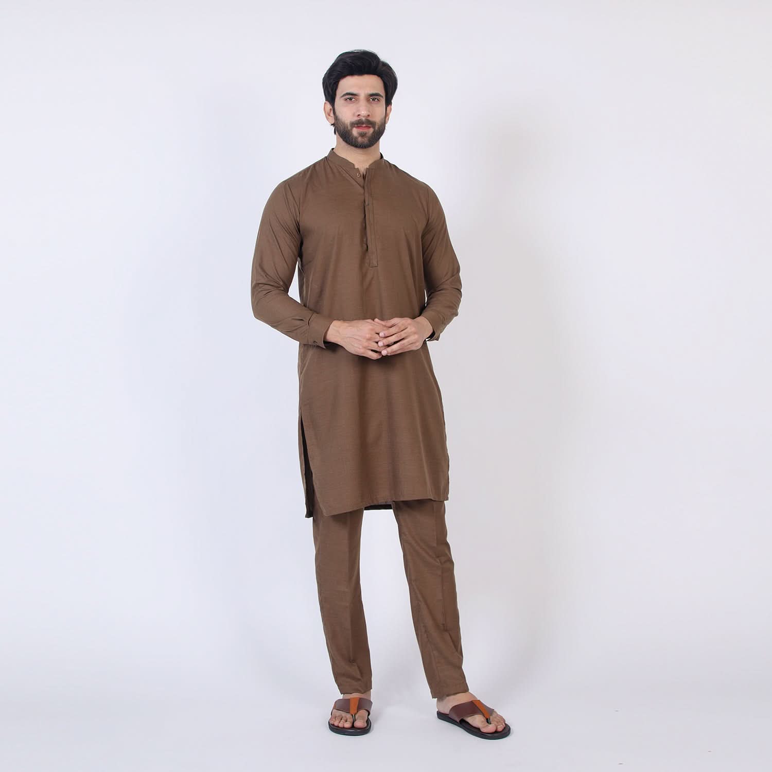 Eminent Men's Trim Kurta Pajama - Brown, Men's Shalwar Kameez, Eminent, Chase Value