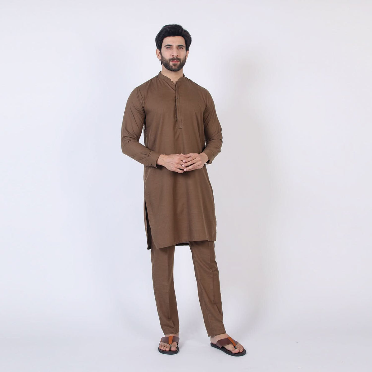 Eminent Men's Trim Kurta Pajama - Brown, Men's Shalwar Kameez, Eminent, Chase Value