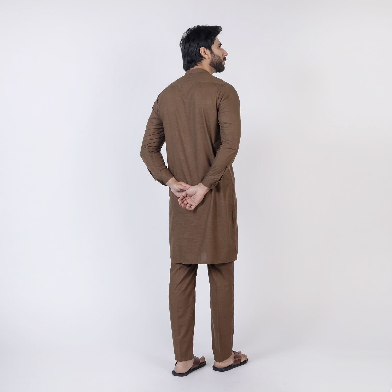 Eminent Men's Trim Kurta Pajama - Brown, Men's Shalwar Kameez, Eminent, Chase Value