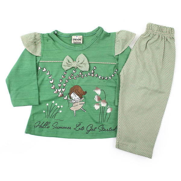 Newborn Girls Full Sleeves Suit - Green