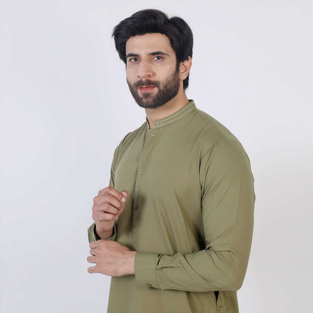 Eminent Men Trim Fit Shalwar Suit - Green, Men's Shalwar Kameez, Eminent, Chase Value
