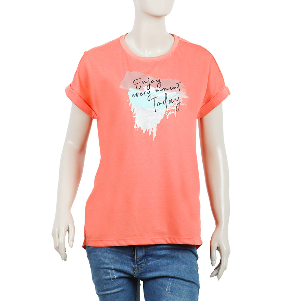 Women's Half Sleeves Printed T-Shirt - Dark Pink, Women T-Shirts & Tops, Chase Value, Chase Value