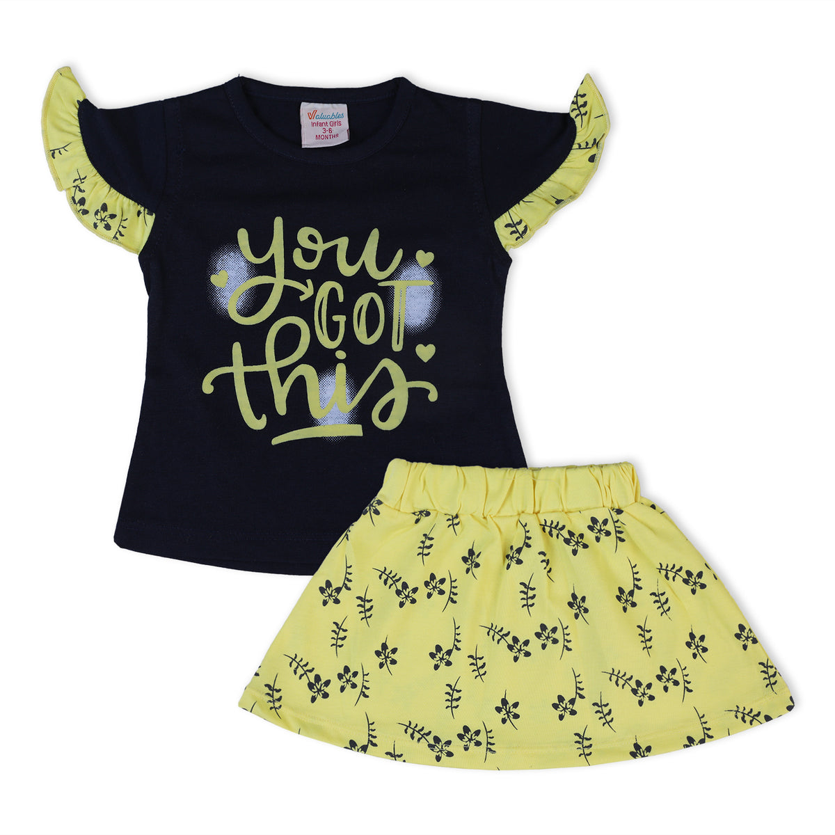 Valuable Newborn Girls Half Sleeves Skirt Suit - Yellow, Newborn Girls Sets & Suits, Chase Value, Chase Value