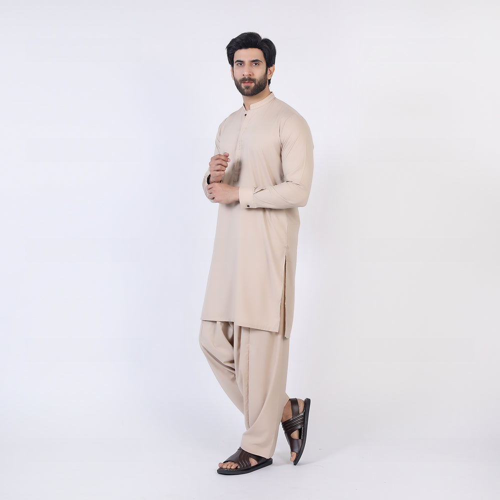 Eminent Men Trim Fit Shalwar Suit - Fawn, Men's Shalwar Kameez, Eminent, Chase Value