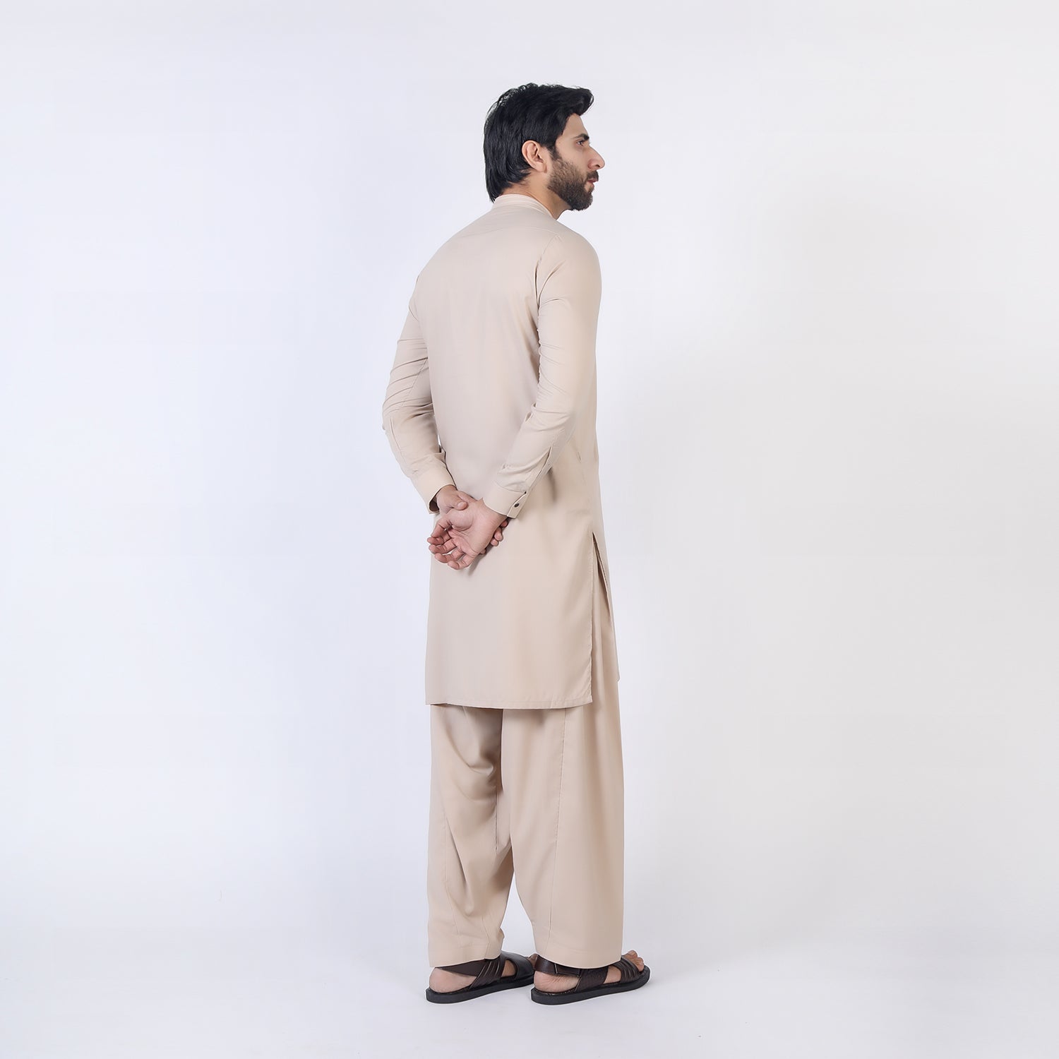 Eminent Men Trim Fit Shalwar Suit - Fawn, Men's Shalwar Kameez, Eminent, Chase Value
