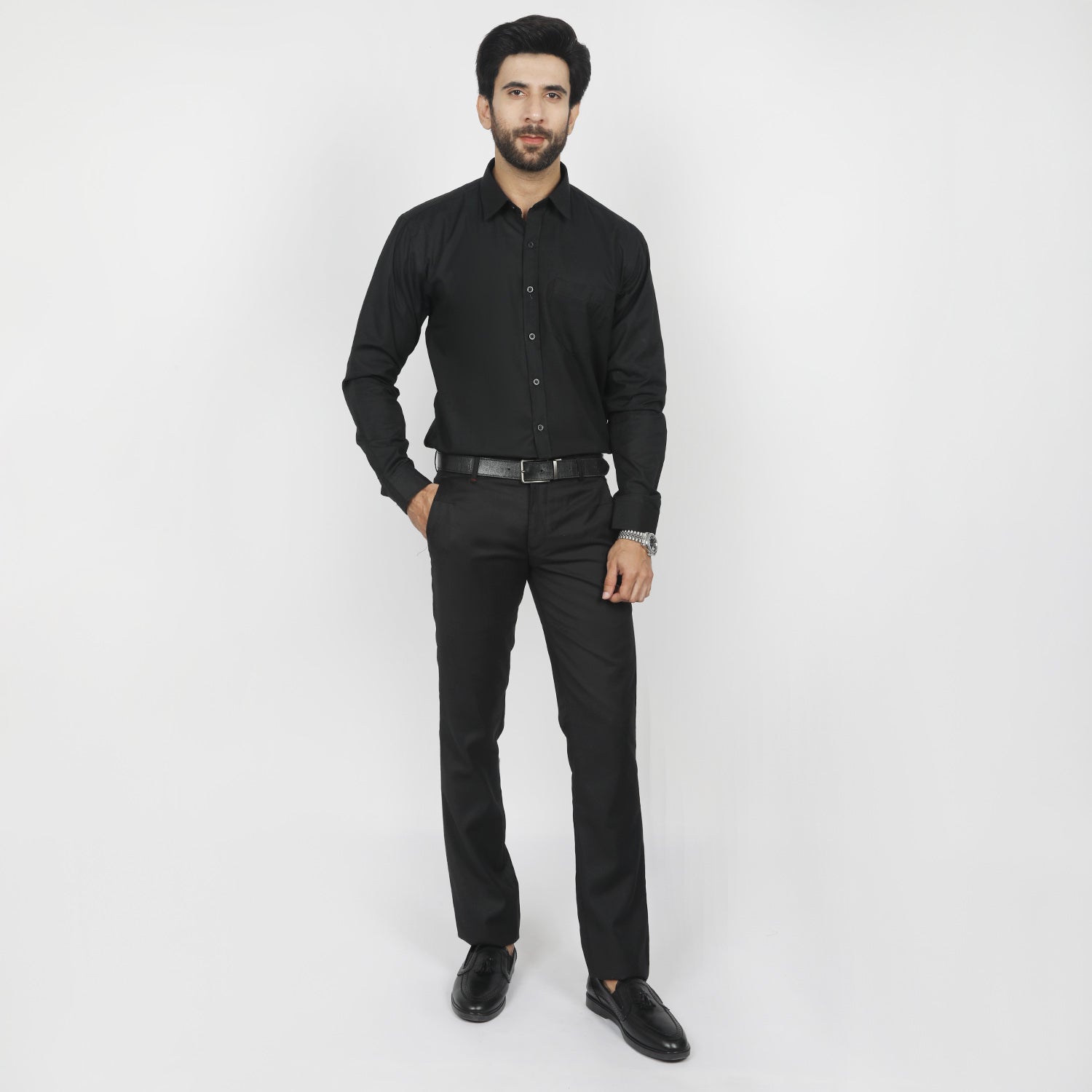 Men's Dobby Formal Shirt - Black, Men's Shirts, Chase Value, Chase Value