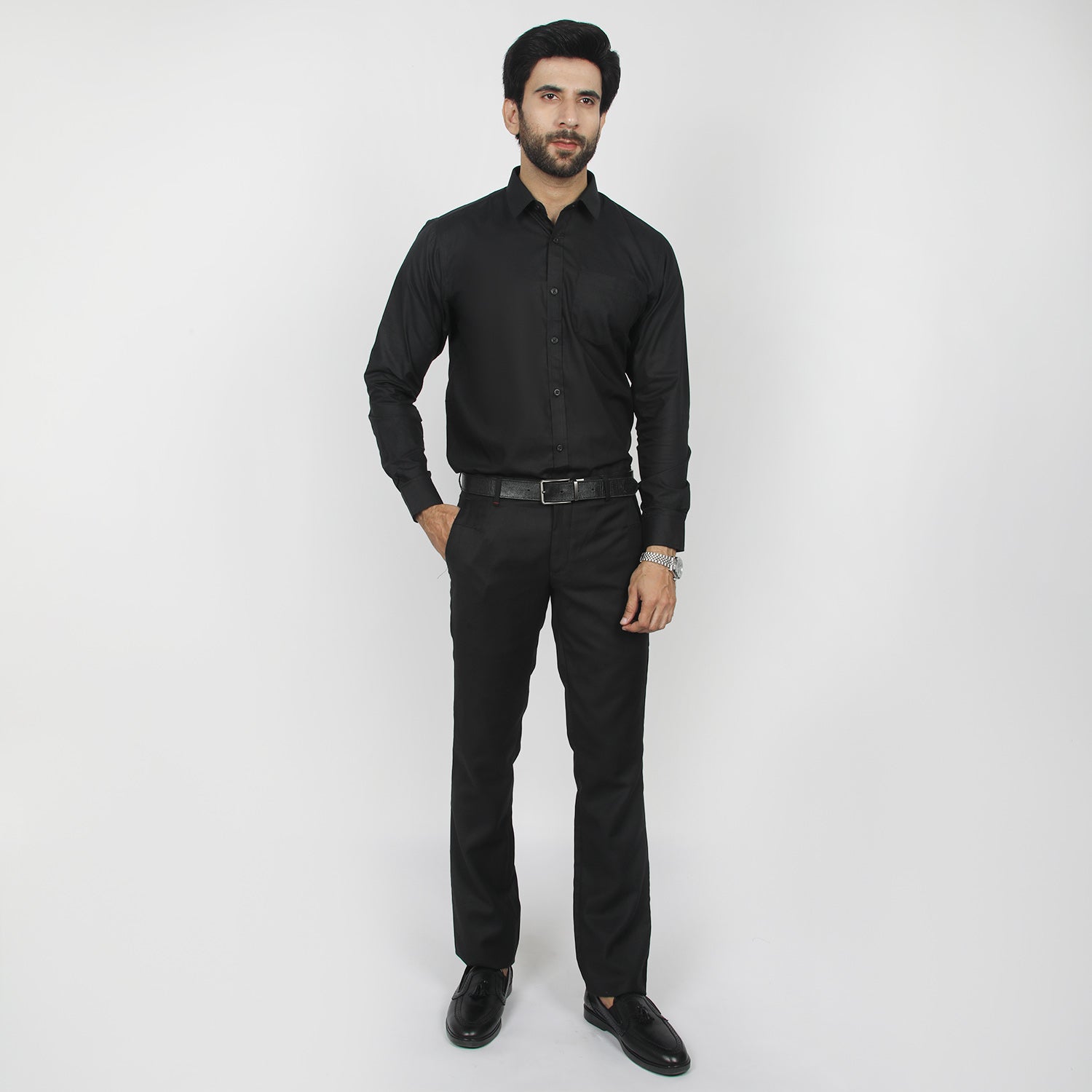 Men's Formal Chambray Shirt - Black, Men's Shirts, Chase Value, Chase Value