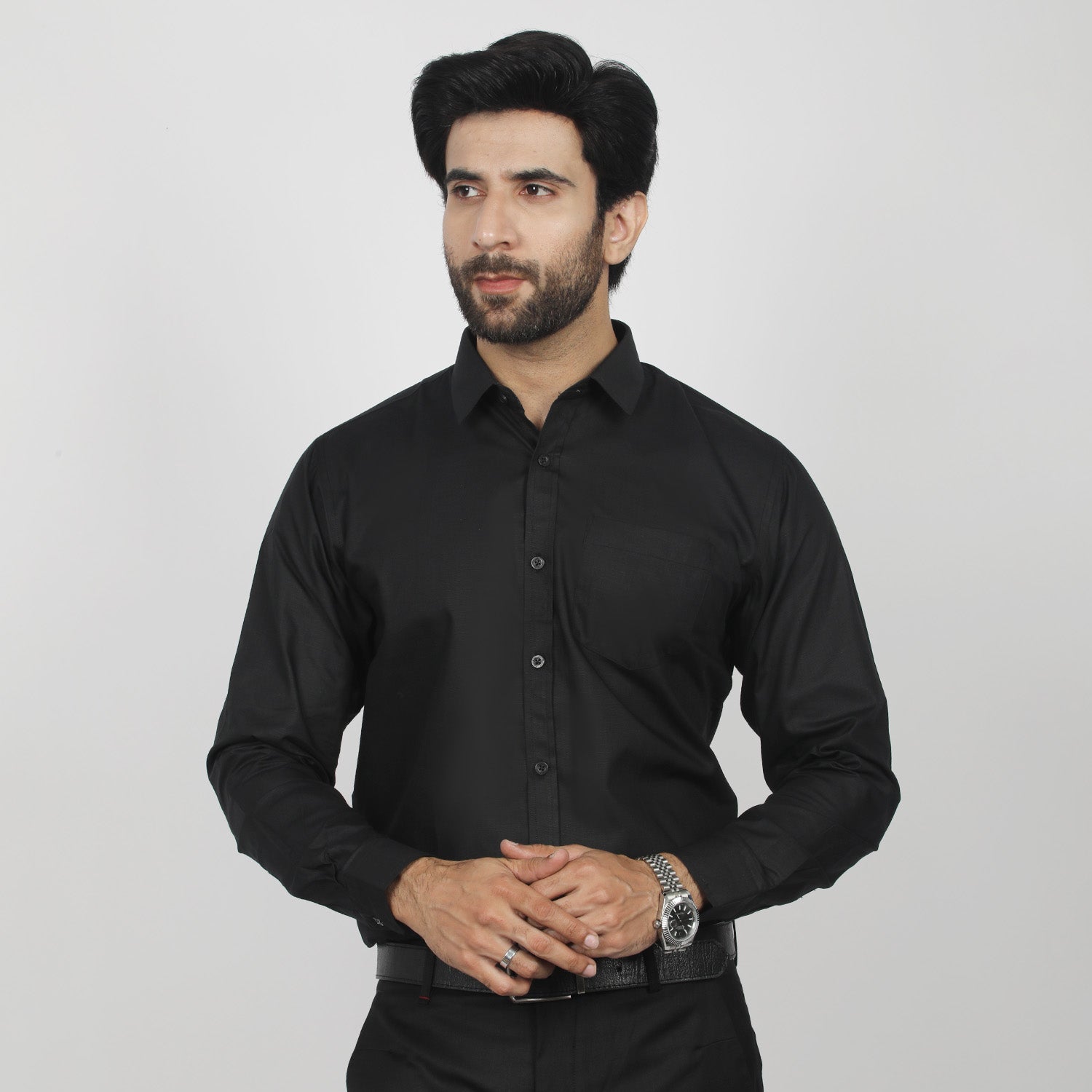 Men's Formal Chambray Shirt - Black, Men's Shirts, Chase Value, Chase Value