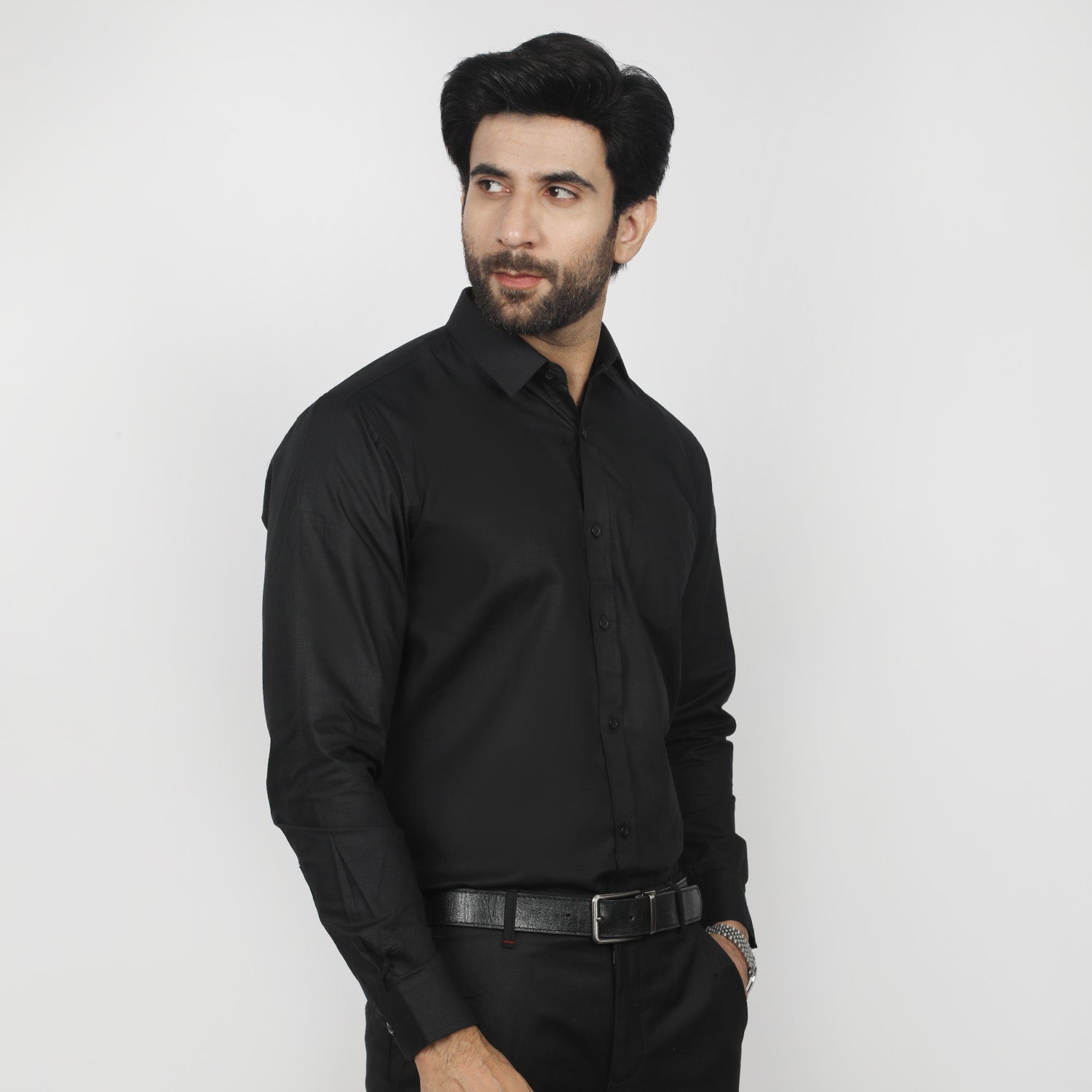 Men's Formal Chambray Shirt - Black, Men's Shirts, Chase Value, Chase Value