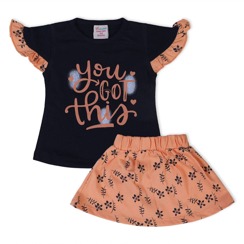 Valuable Newborn Girls Half Sleeves Skirt Suit - Peach, Newborn Girls Sets & Suits, Chase Value, Chase Value