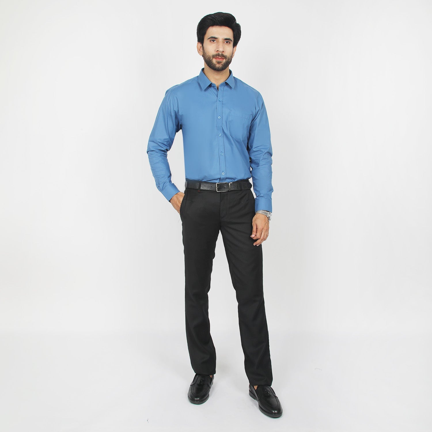 Valuable Men's Formal Plain Shirt  - Blue, Men's Shirts, Chase Value, Chase Value