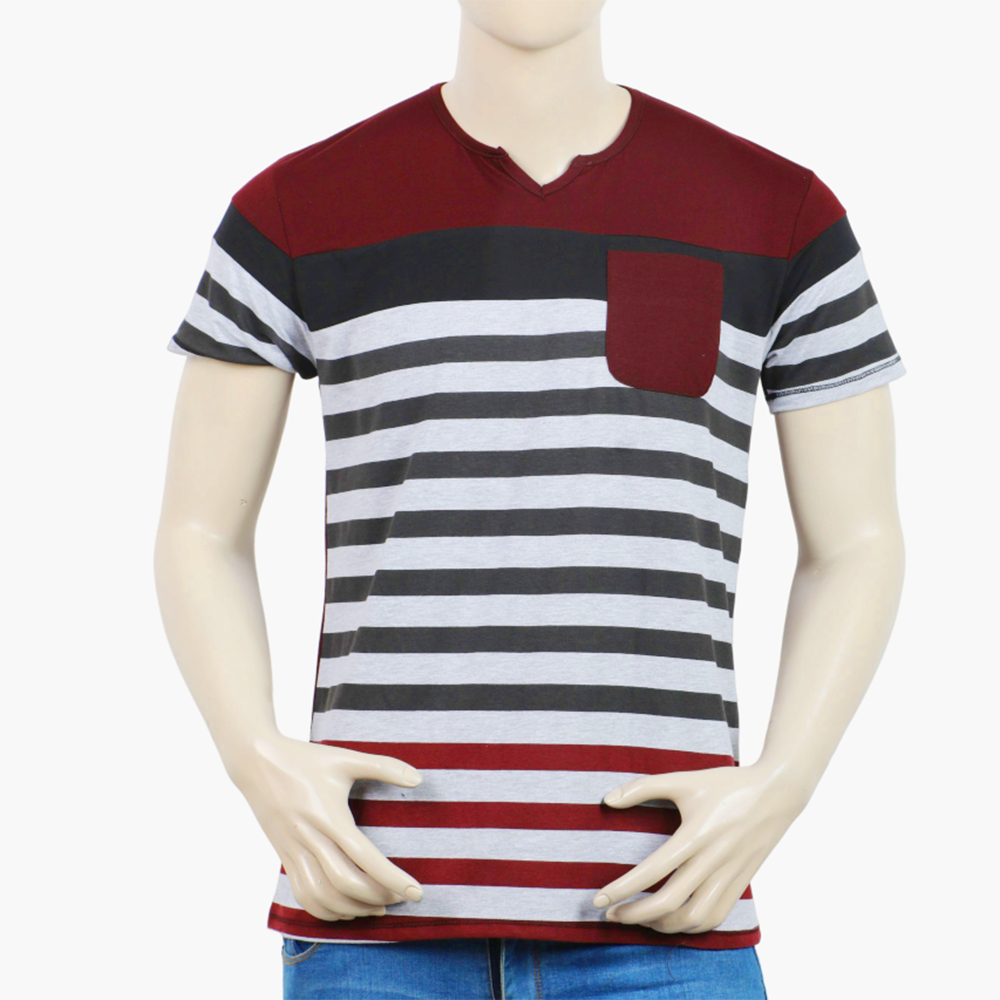 Men's Half Sleeves Fancy T-Shirt - Maroon, Men's T-Shirts & Polos, Chase Value, Chase Value