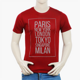 Men's Round Neck Half Sleeves Printed T-Shirt - Maroon, Men's T-Shirts & Polos, Chase Value, Chase Value
