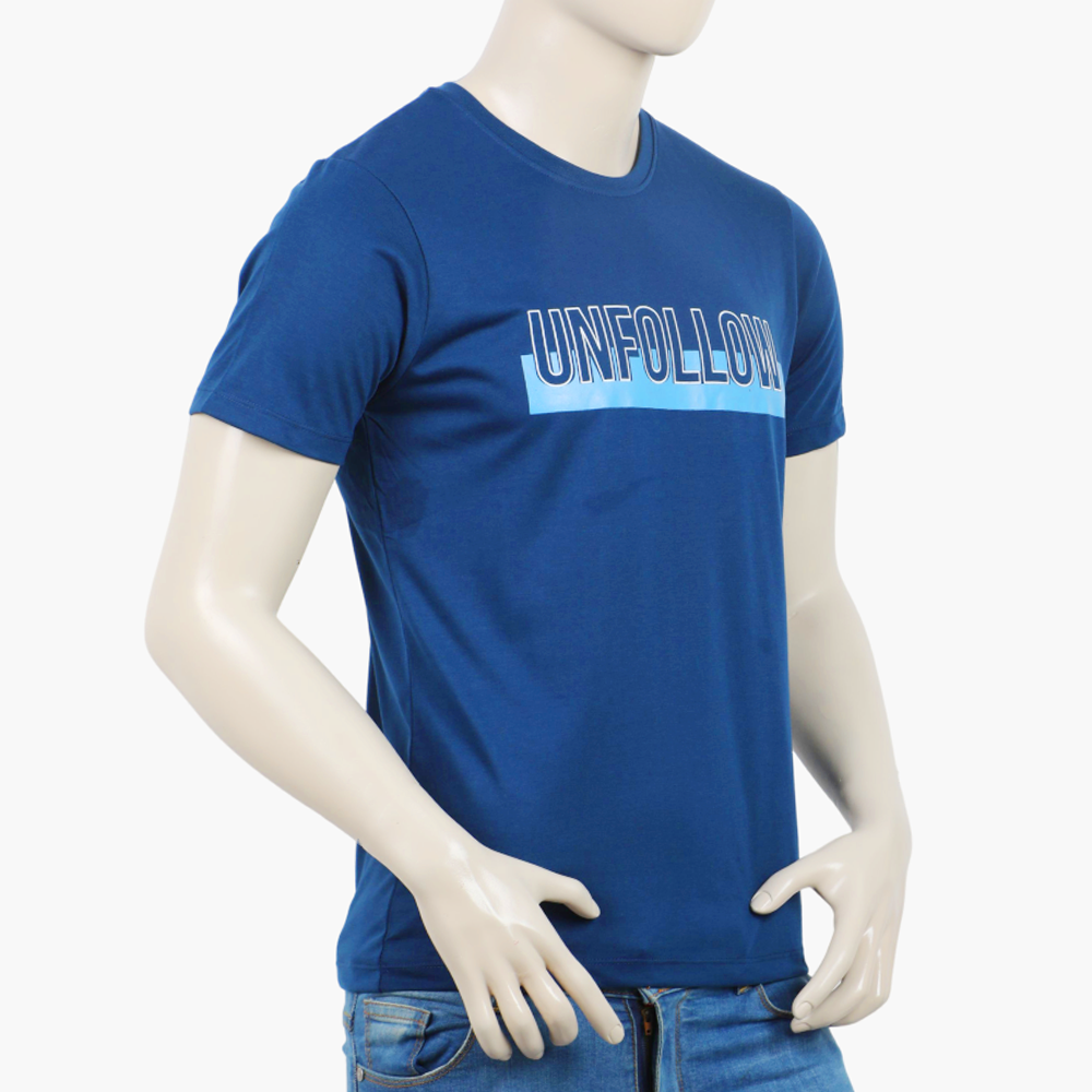 Men's Round Neck Half Sleeves Printed T-Shirt - Navy Blue, Men's T-Shirts & Polos, Chase Value, Chase Value