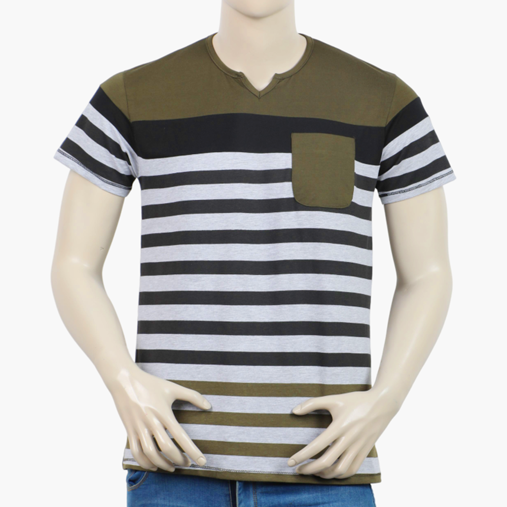 Men's Half Sleeves Fancy T-Shirt - Olive Green, Men's T-Shirts & Polos, Chase Value, Chase Value