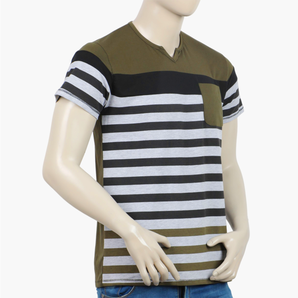 Men's Half Sleeves Fancy T-Shirt - Olive Green, Men's T-Shirts & Polos, Chase Value, Chase Value