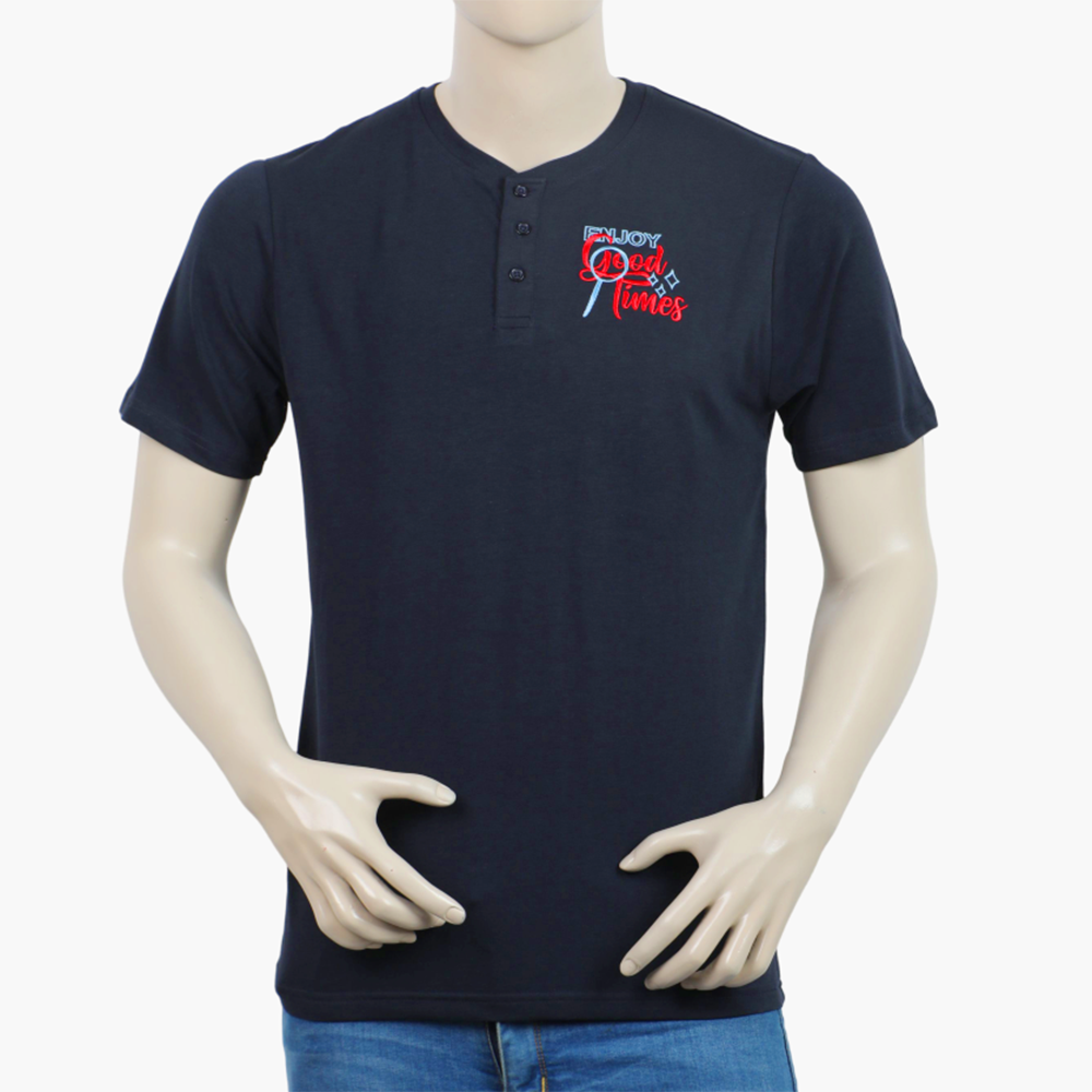 Men's Eminent Round Neck Half Sleeves Printed T-Shirt - Navy Blue, Men's T-Shirts & Polos, Eminent, Chase Value