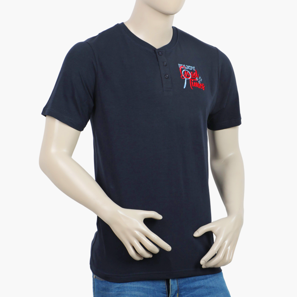 Men's Eminent Round Neck Half Sleeves Printed T-Shirt - Navy Blue, Men's T-Shirts & Polos, Eminent, Chase Value