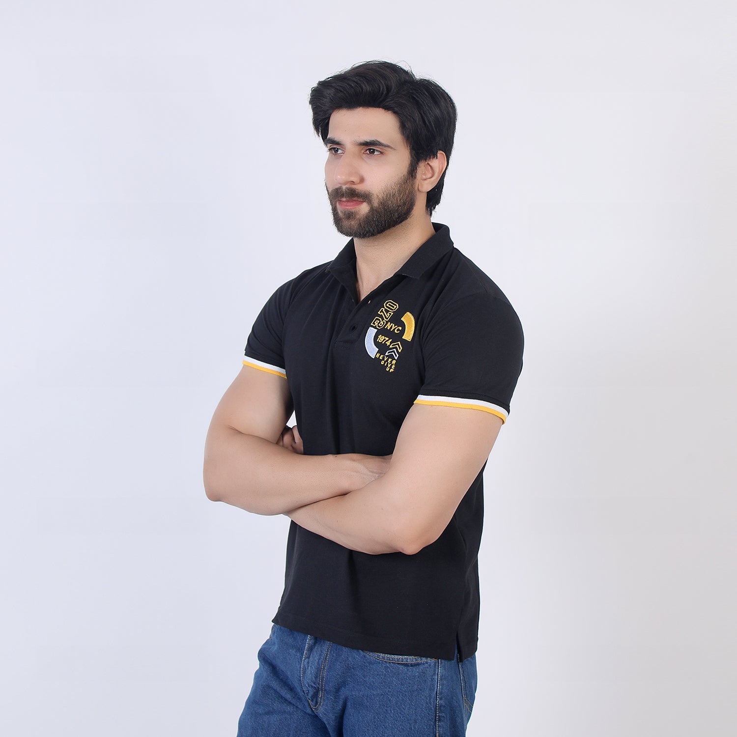 Men's Half Sleeves Polo T-Shirt - Black, Men's T-Shirts & Polos, Chase Value, Chase Value