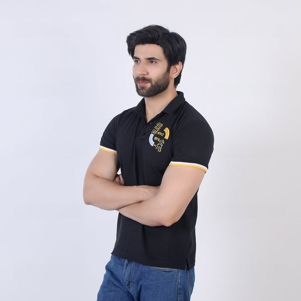Men's Half Sleeves Polo T-Shirt - Black, Men's T-Shirts & Polos, Chase Value, Chase Value