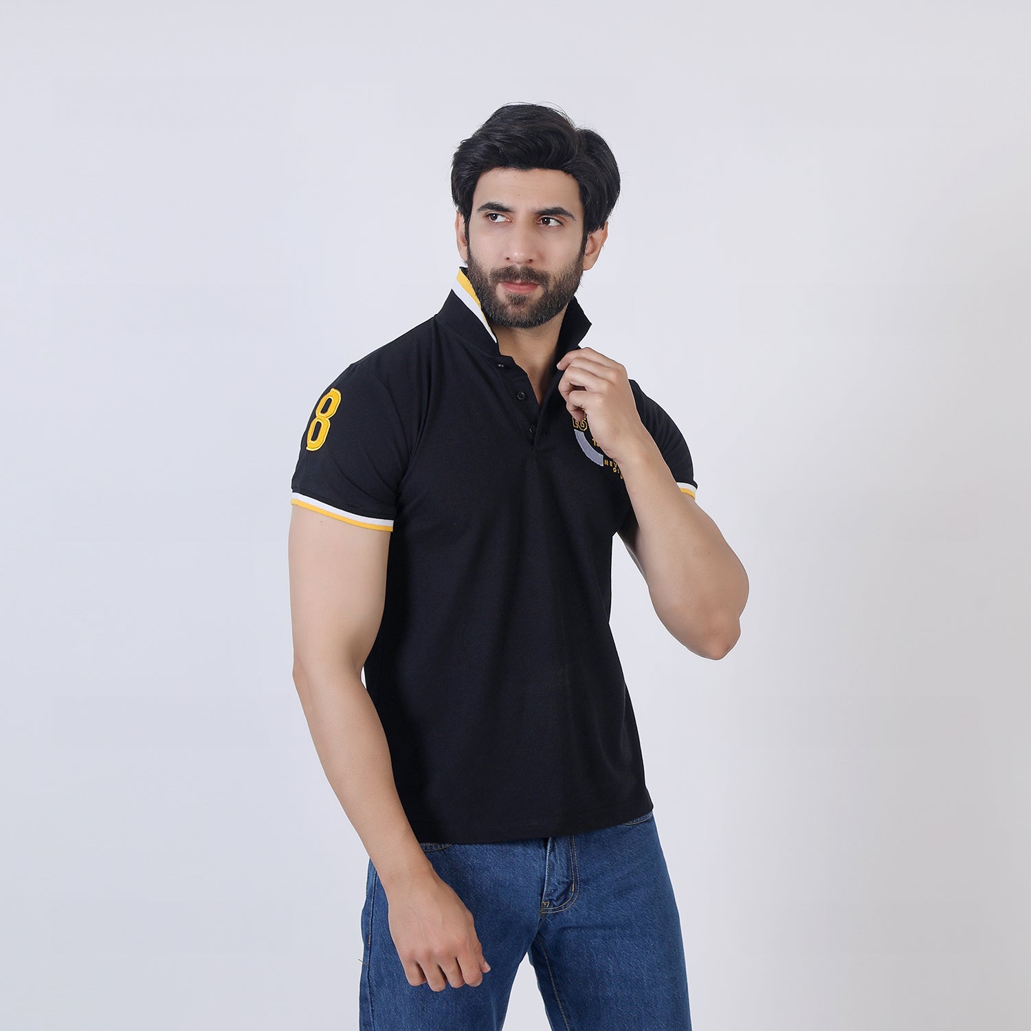 Men's Half Sleeves Polo T-Shirt - Black, Men's T-Shirts & Polos, Chase Value, Chase Value