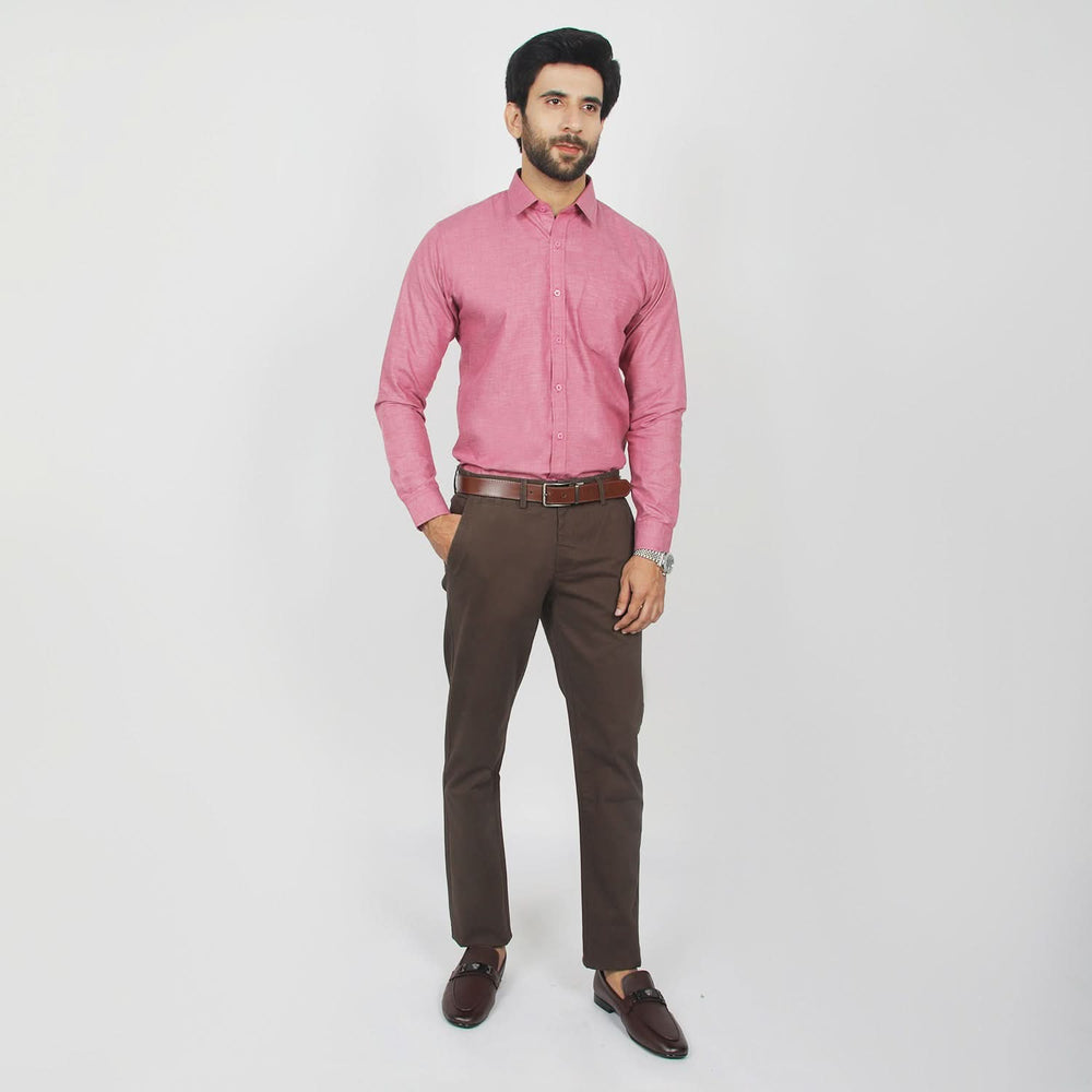 Men's Formal Chambray Shirt - Maroon, Men's Shirts, Chase Value, Chase Value