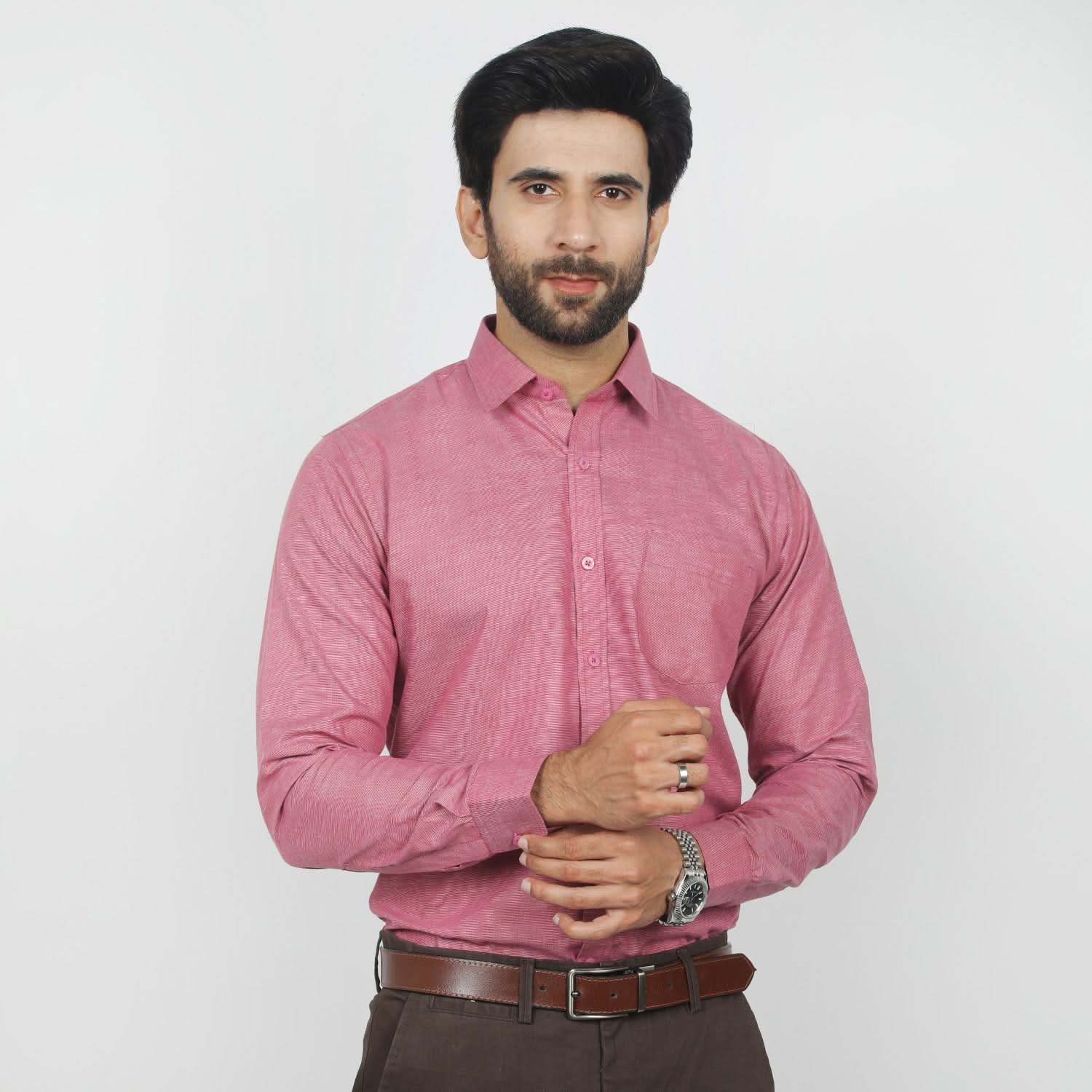 Men's Formal Chambray Shirt - Maroon, Men's Shirts, Chase Value, Chase Value
