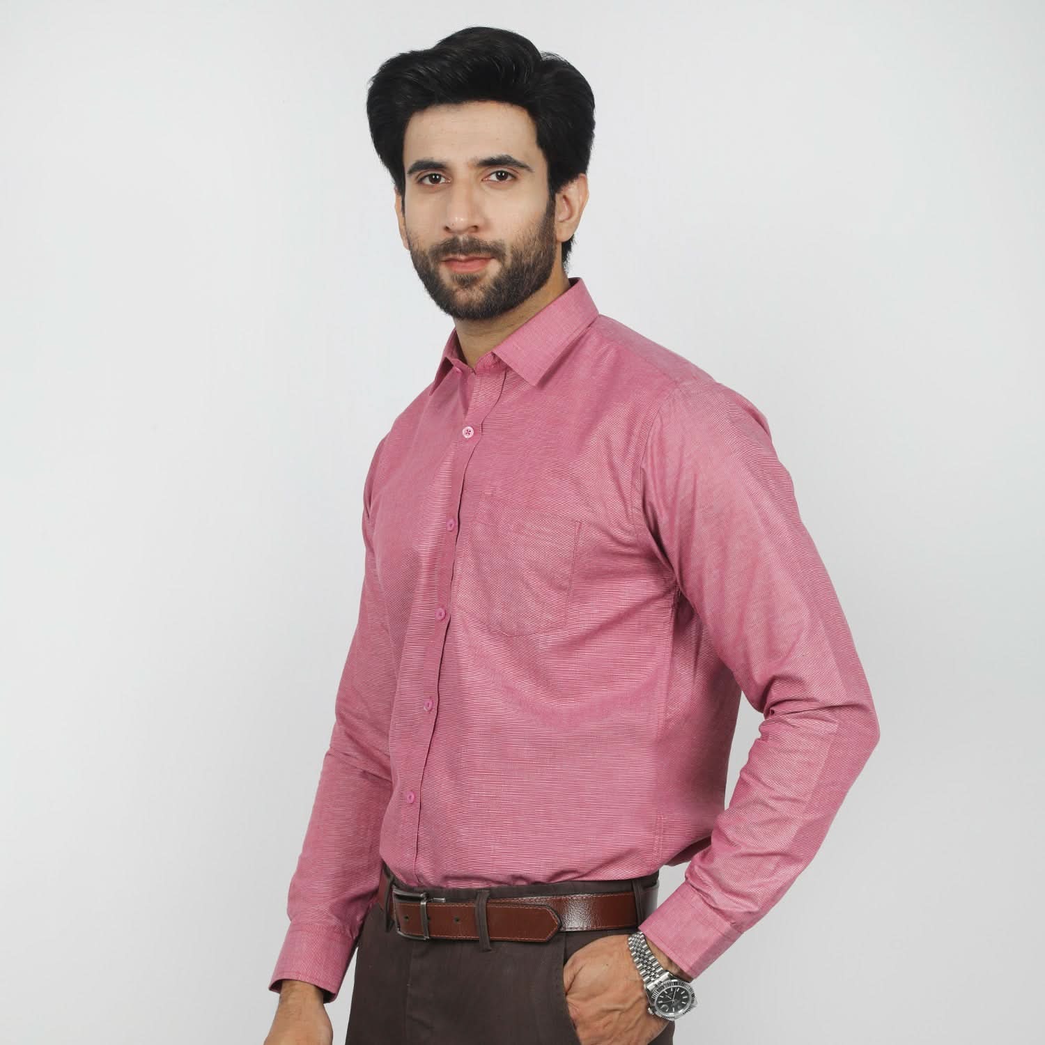 Men's Formal Chambray Shirt - Maroon, Men's Shirts, Chase Value, Chase Value