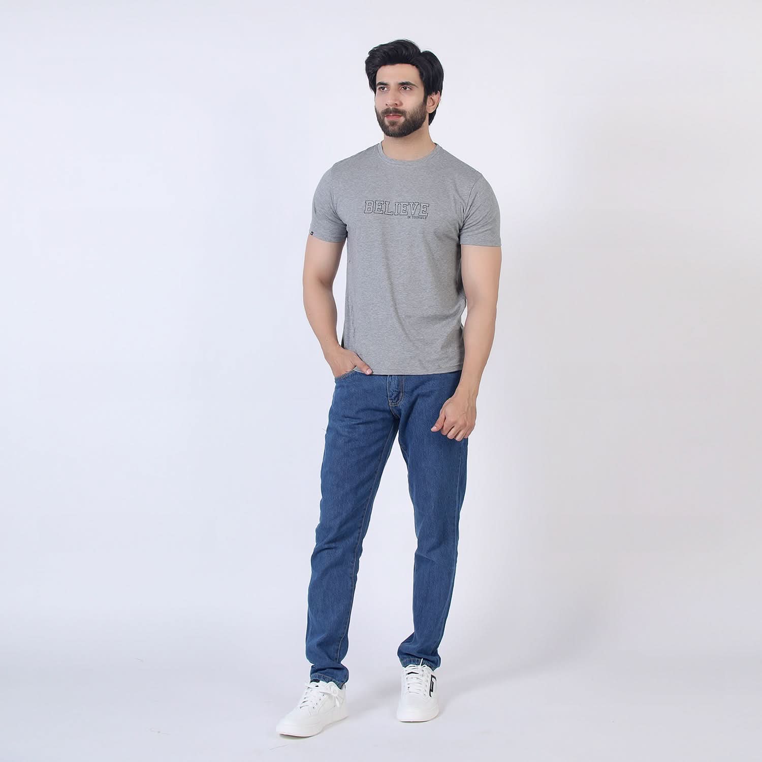 Eminent Men's Half Sleeves Printed T-Shirt - Ash Grey, Men's T-Shirts & Polos, Eminent, Chase Value