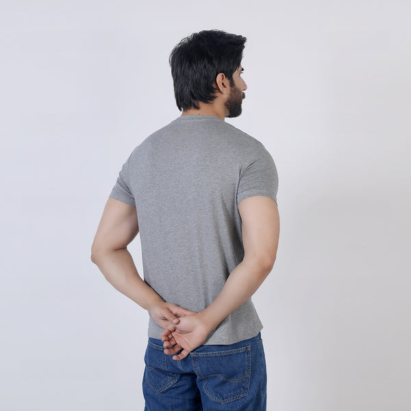 Eminent Men's Half Sleeves Printed T-Shirt - Ash Grey