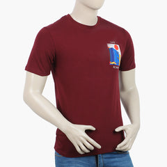 Eminent Men's Round Neck Half Sleeves Printed T-Shirt - Maroon