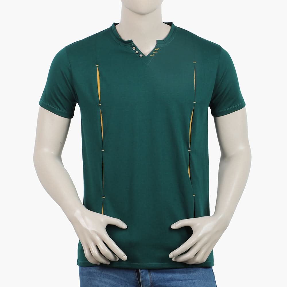 Men's Round Neck Half Sleeves T-Shirt - Dark Green, Men's T-Shirts & Polos, Chase Value, Chase Value