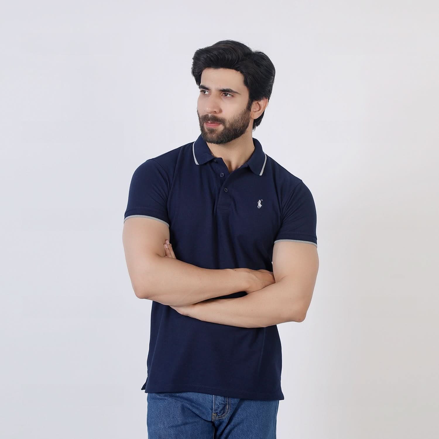 Men's Half Sleeves Polo T-Shirt - Navy Blue, Men's T-Shirts & Polos, Chase Value, Chase Value