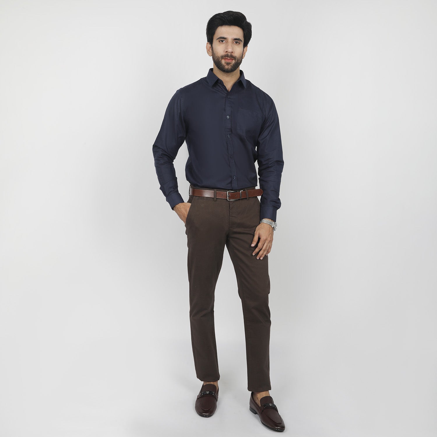 Men's Formal Chambray Shirt - Navy Blue, Men's Shirts, Chase Value, Chase Value