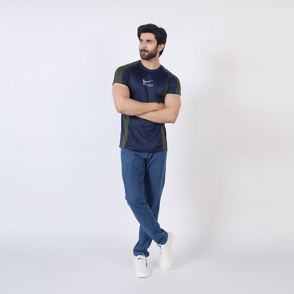 Men's Half Sleeves Round Neck T-Shirt - Navy Blue, Men's T-Shirts & Polos, Chase Value, Chase Value