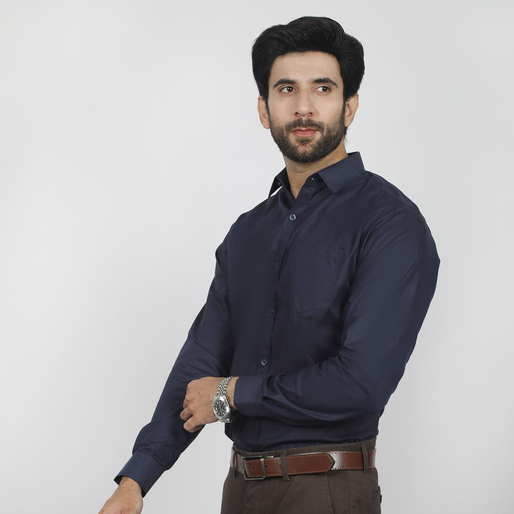 Men's Formal Chambray Shirt - Navy Blue, Men's Shirts, Chase Value, Chase Value