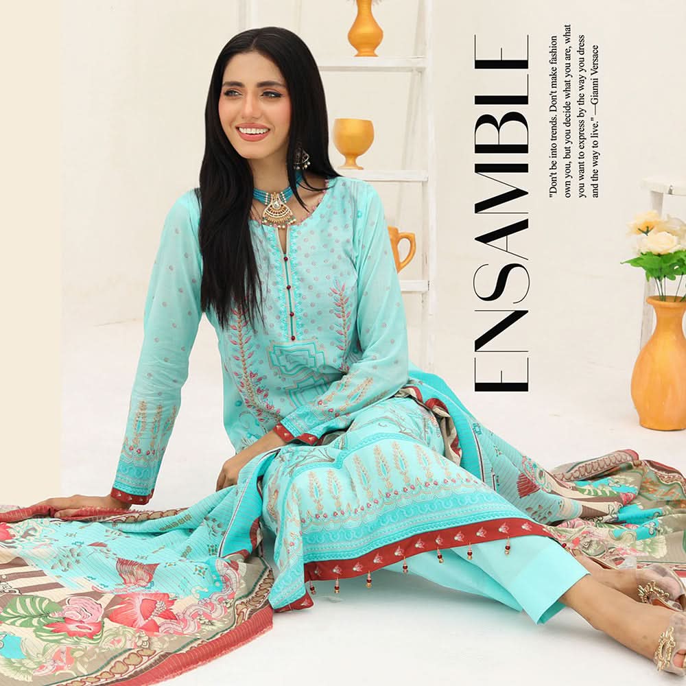 Bin Hameed Dania Printed Lawn Suit 3Pcs with Zari Lining Dupatta - 4, Women, 3Pcs Shalwar Suit, Rana Arts, Chase Value