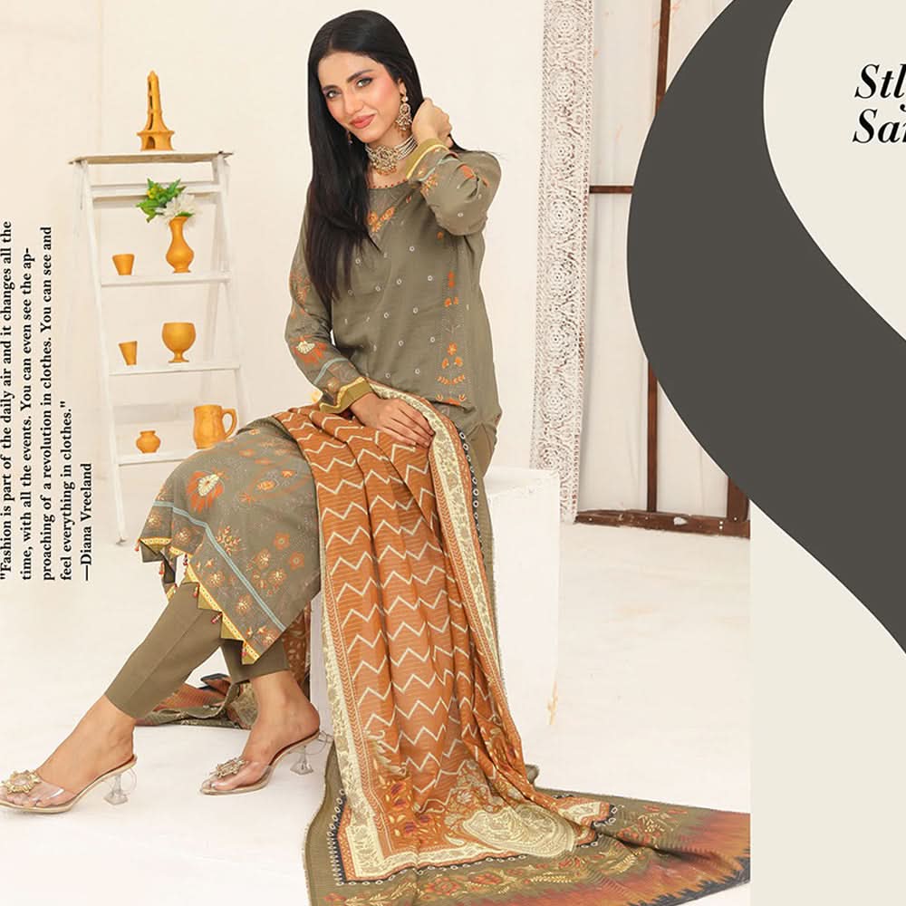 Bin Hameed Dania Printed Lawn Suit 3Pcs with Zari Lining Dupatta - 10, Women, 3Pcs Shalwar Suit, Rana Arts, Chase Value