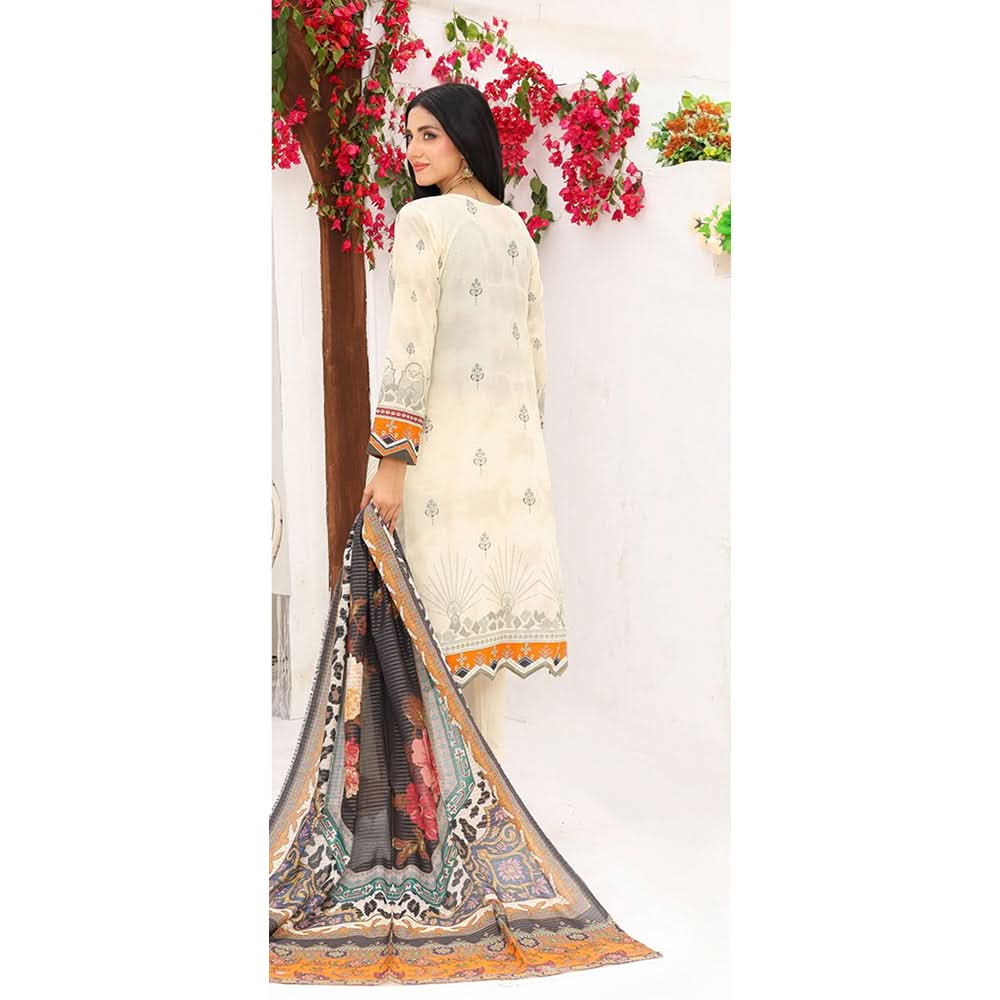 Bin Hameed Dania Printed Lawn Suit 3Pcs with Zari Lining Dupatta - 8, Women, 3Pcs Shalwar Suit, Rana Arts, Chase Value