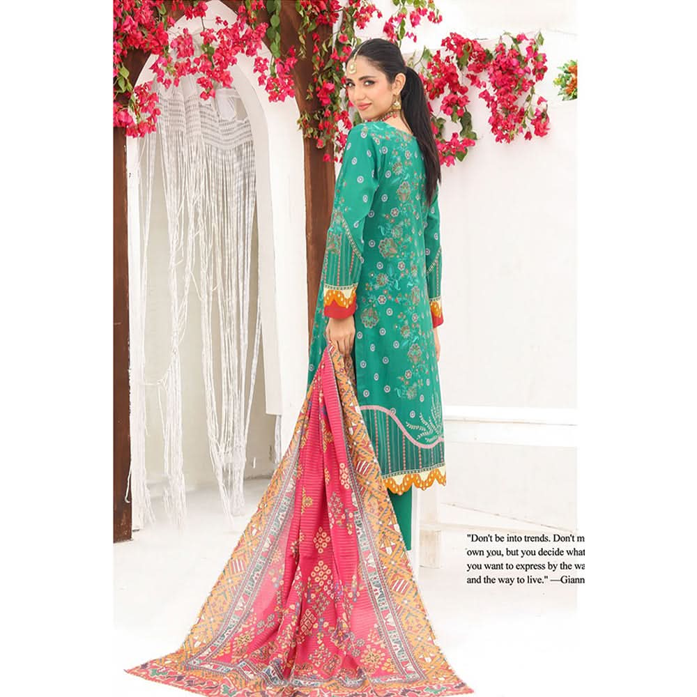 Bin Hameed Dania Printed Lawn Suit 3Pcs with Zari Lining Dupatta - 1, Women, 3Pcs Shalwar Suit, Rana Arts, Chase Value