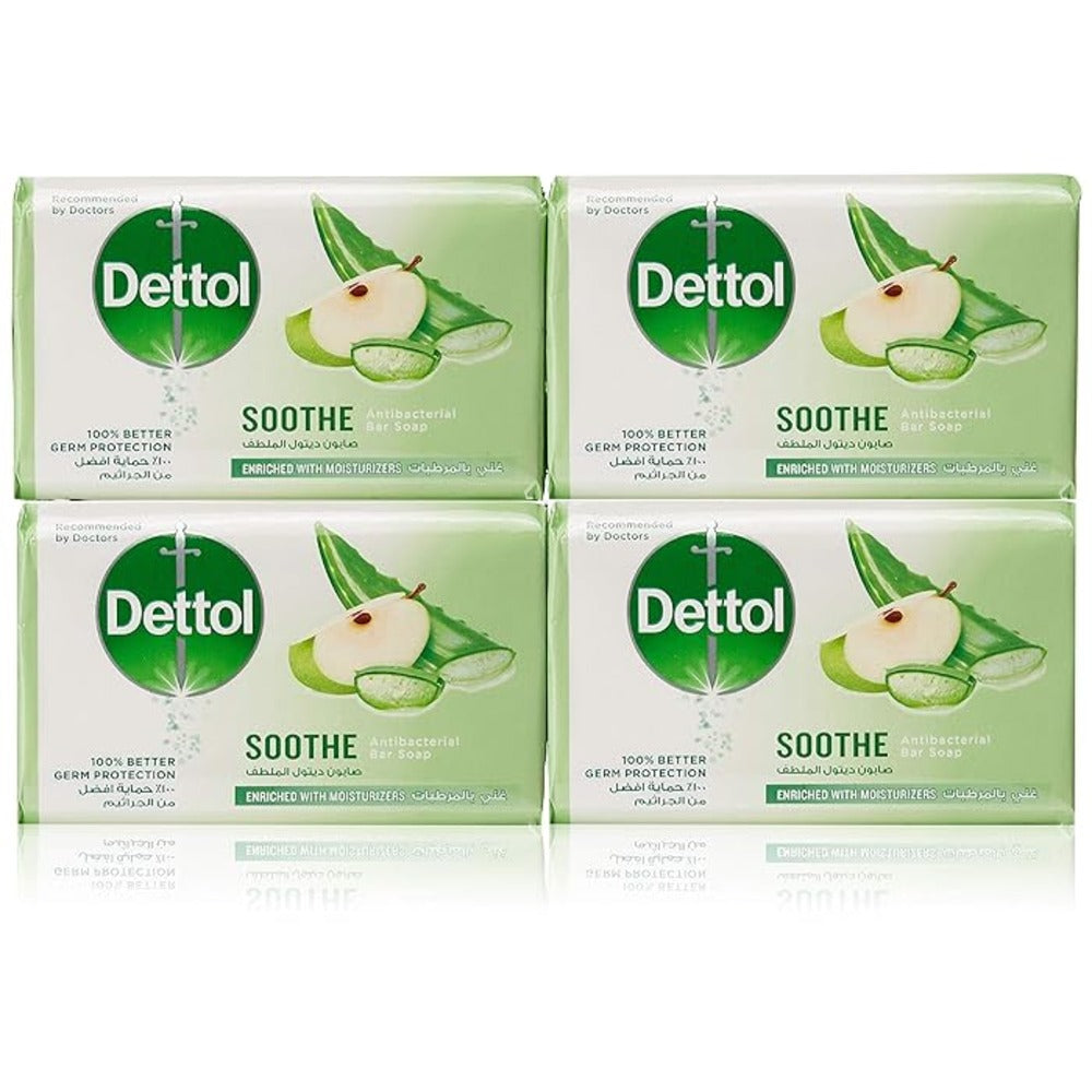 Dettol Soothe Anti-Bacterial Bar Soap 110g Pack of 4, Soaps, Chase Value, Chase Value